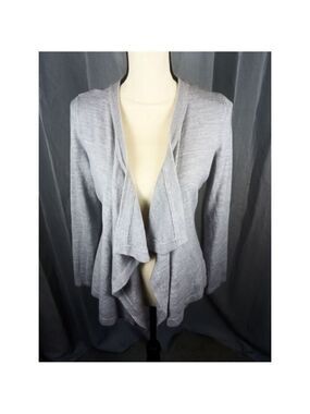 Women's Notations Gray Draped Open Front Cardigan Sweater S